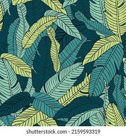 New trendy seamless pattern in tropical style “Jungle”. Pattern is vector, scalable, editable and high-resolution for web and print use. 