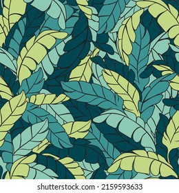 New trendy seamless pattern in tropical style “Jungle”. Pattern is vector, scalable, editable and high-resolution for web and print use. 