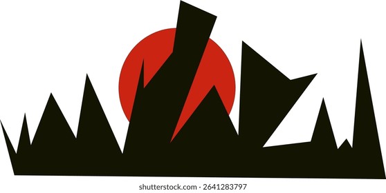 new trendy sun ,black and red art 