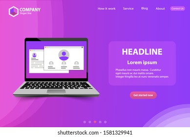 New Trendy Website Landing Page vector theme template design