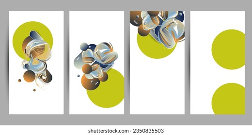 New trendy yar Set geometric colors Abstract 3D eps 10. Flowing and liquid abstract gradient background Risoprint. vector design