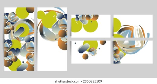 New trendy yar Set geometric colors Abstract 3D eps 10. Flowing and liquid abstract gradient background Risoprint. vector design