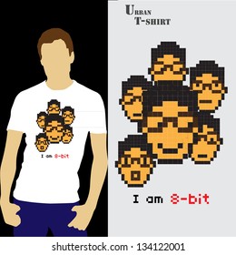 New T-shirt design with pixel art illustration