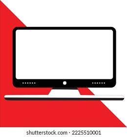 new tv vector design, with red and white background, new computer led vector design