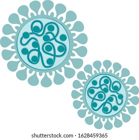 New type coronavirus enlarged view vector illustration