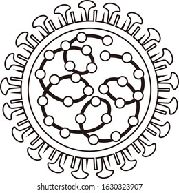 New type coronavirus enlarged view vector illustration