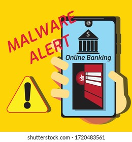 A New Type Of  Mobile Banking Trojan And Info Stealer That Abuses Accessibility Features That Emerged. Malware. Vector Illustration