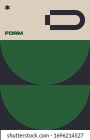 New ultra modernism aesthetics in abstract poster design layouts. Swiss design inspired vector graphics cards made with abstract geometric shapes and texts, useful for poster art and digital prints.