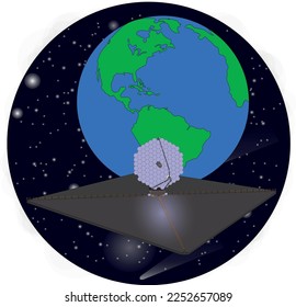 Nuevo luvoir del concepto de telescopio espacial multiobjeto ultravioleta en algún lugar del espacio ultraterrestre cercano al planeta Tierra. La NASA proporcionó elementos de esta ilustración vectorial
