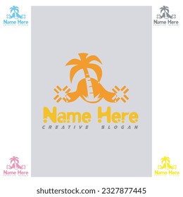 New Unique Design Color Orange and Any Color with Palm Tree Logo