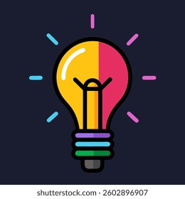 new, unique, Premium Vector | Light bulb line colourful vector illustration Electric lamp icon,