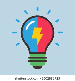 new, unique, Premium Vector | Light bulb line colourful vector illustration Electric lamp icon,