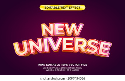 new universe 3d text effect with modern and colorful theme. typography template for modern technology products.