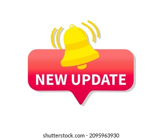
New update banner with bell template isolated on white background. Vector illustration for store, online shop, web, app.
