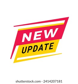 New update, banner, label icon. Design for announcement or marketing. Flat style vector sign.