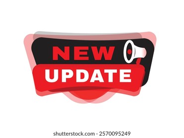New update banner message for announce advertising template or business concept design. Modern banner isolated.