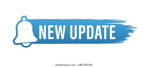 New update banner with notification bell. New update available notification. Reminder for new update for system software, web and app. Vector illustration