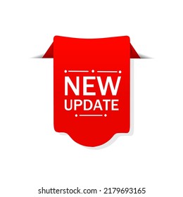 New update banner on white background. Flat vector icon.