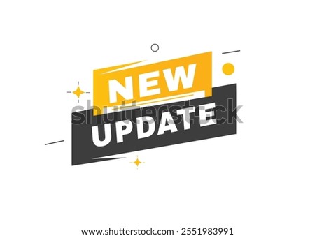 New update banner vector icon label element. Modern template for announcement, marketing.