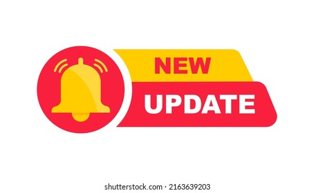 New update with bell. Modern banner with notification bell. Announcement for new update. Vector illustration.