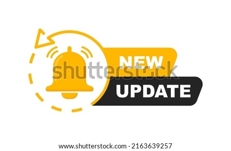 New update with bell. Modern banner with notification bell. Announcement for new update. Vector illustration.