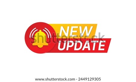 New update with bell. Modern banner with notification bell. Announcement for new update.