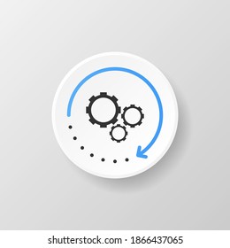 New update blue and gray icon on realistic button on white background. Vector illustration.