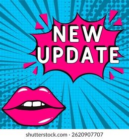 New Update. Comic book explosion with text New Update. Banner for business, marketing and advertising. Social Media banner. Vector bright cartoon illustration in retro pop art style. Creative poster.