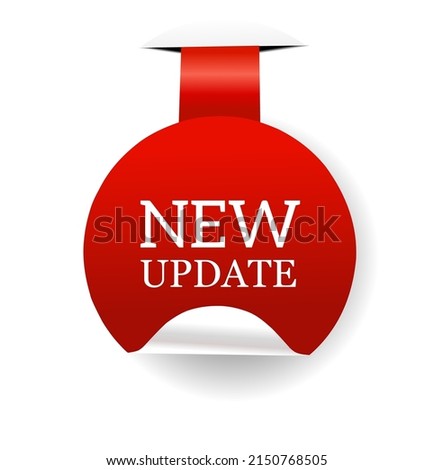 New update icon banner. New version available. Flat style vector illustration.