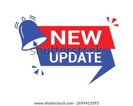 New update icon. new update speech bubble with notification bell. Modern label new update with bell Web Banner. Announcement for new update. Vector illustration.