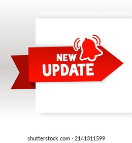 New Update Label, Tag. Red Icon Of Update Information For Service Website, Poster Of Social Media. Update Warning Offer For Sale. Red Banner. Vector Illustration.