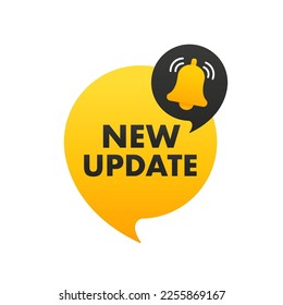 New update. Modern label new update with bell. Web Banner with notification bell. System software upgrade web banner element. Announcement for new update. Vector illustration