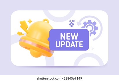 New update notification with bell. 3d  popup for website and for creative post social network. 3d Vector illustration.