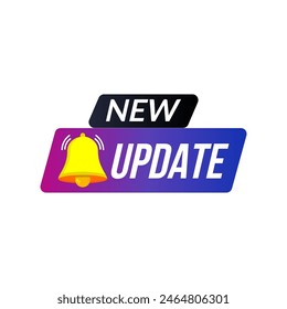 New update with notification bell sticker vector design