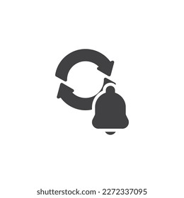 New update notification vector icon. filled flat sign for mobile concept and web design. Arrows and bell glyph icon. Symbol, logo illustration. Vector graphics