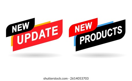 New Update and products Speech Bubble recommend. Vector Illustration Red Banner. websites and creative ideas. Special offer sign. Marketing tag. 