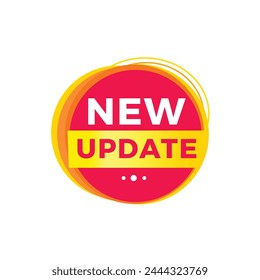 Nuevo Actualizar icono de etiqueta roja para anuncio, publicidad, Vector. Plantilla de diseño moderno para el Anuncio.