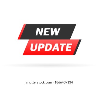 New update red label on white background. Red banner. Vector illustration.