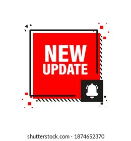 New update red label on white background. Red banner. Vector illustration.