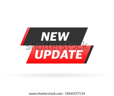 New update red label on white background. Red banner. Vector illustration.