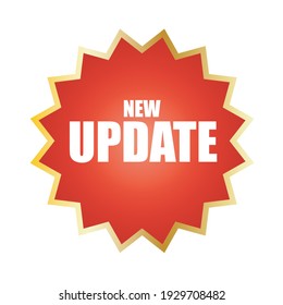 Nueva actualización. Precio rojo para tiendas en línea. Banner de venta roja aislado de fondo blanco. Elemento de diseño.
