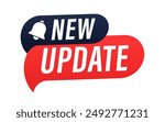 New Update Speech Bubble. Modern label new update with bell. Web Banner with notification bell. Announcement for new update. Vector illustration