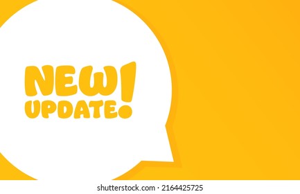 New update. Speech bubble with New update text. 2d illustration. Flat style. Vector line icon for Business and Advertising