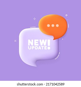 New update. Speech bubble with New update text. Business concpet. 3d illustration. Pop art style. Vector line icon for Business and Advertising.