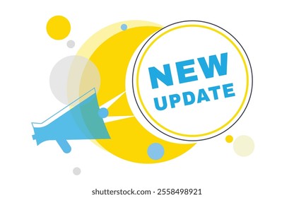New update, vector banner speech bubble and megaphone sign design. Announcement design element.