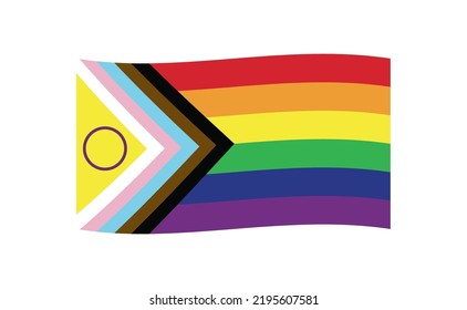 New Updated LGBTQ Pride Flag Vector. Intersex Inclusive Progress Pride Flag. Banner Flag for LGBT, or LGBTQIA+ Pride.