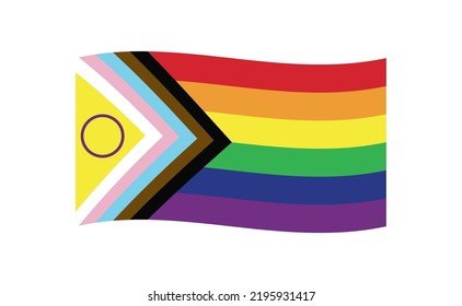 New Updated LGBTQ Pride Flag Vector. Intersex Inclusive Progress Pride Flag. Banner Flag For LGBT, Or LGBTQIA+ Pride.