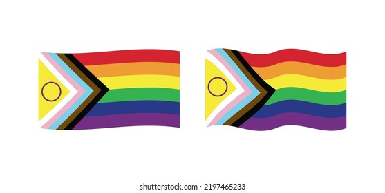 New Updated LGBTQ Pride Flag Vector. Intersex Inclusive Progress Pride Flag. Banner Flag for LGBT, or LGBTQIA+ Pride.