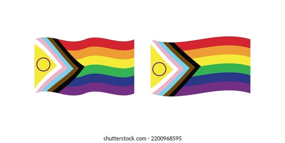 New Updated LGBTQ Pride Flag Vector. Intersex Inclusive Progress Pride Flag. Banner Flag For LGBT, Or LGBTQIA+ Pride.