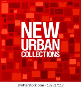New urban collections design template with shopping bags pattern.